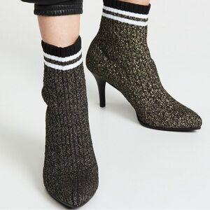 Stuart Weitzman Women’s Sz 6 Waverly Sock Boots in Black/Gold